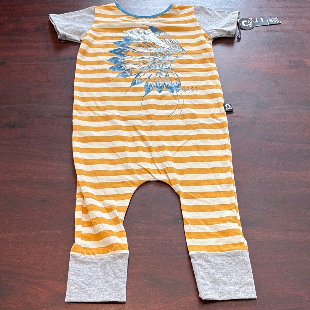Rags to Raches golden yellow and Gray Stripe custom feather.